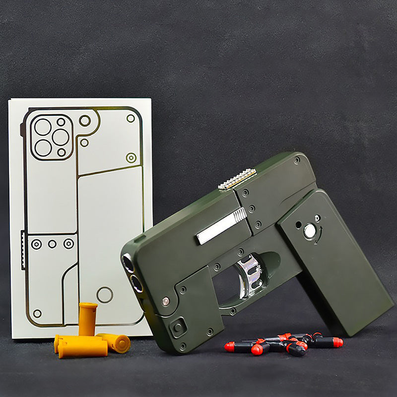 🔫 iPhone Case Toy with Built-in Rubber Dart Launcher