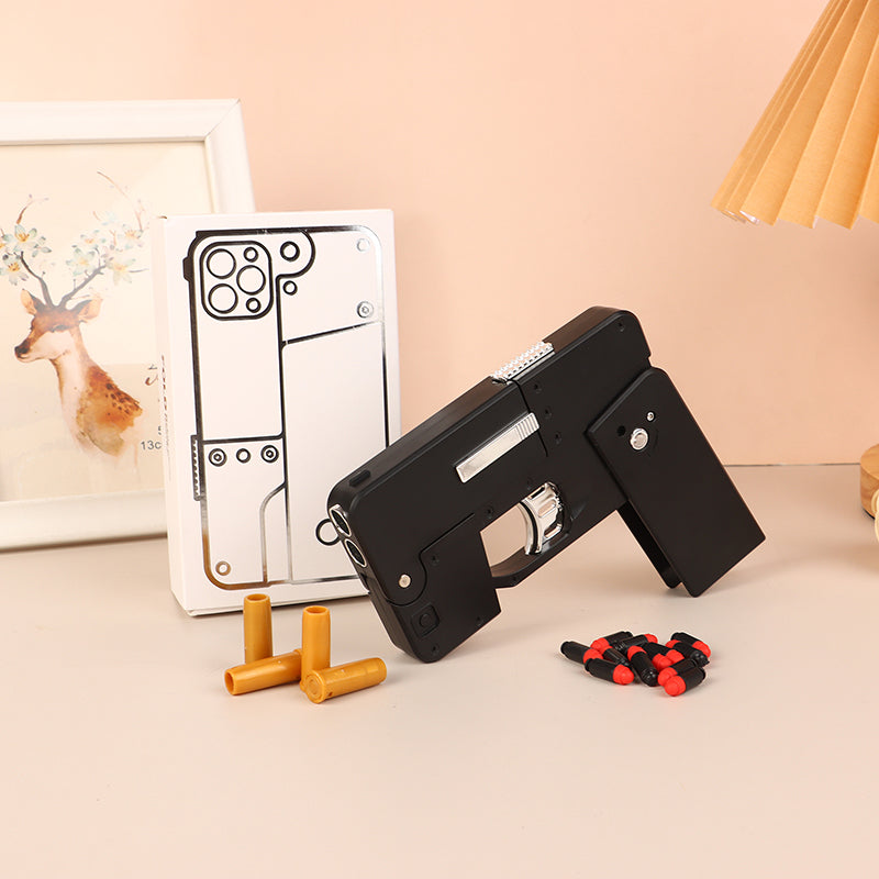 🔫 iPhone Case Toy with Built-in Rubber Dart Launcher